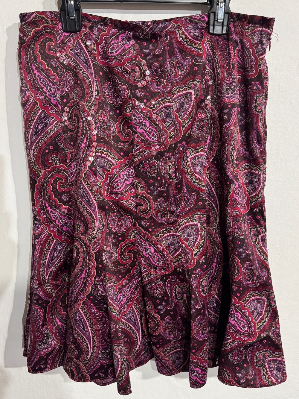 NEW! ANN TAYLOR LOFT WOMEN POLY FLARED SKIRT PAISLEY W/SEQUINS A-Line size 8P